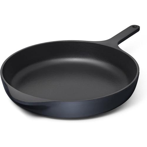 Caraway Cast Iron Skillet - 12” Enameled Cast Iron Pan With 3 Layer Enamel Coating - No Seasoning Required - Compatible With All Stovetops - Free From Forever Chemicals - Midnight Blue