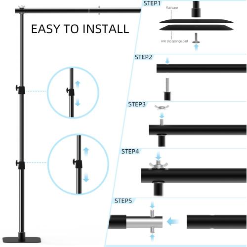 Backdrop Stand, 10×7ft Background Stand Backdrop Frame Banner Stand with Metal Flat Base, Multi-Purpose Stand for Party, Wedding Decoration, Photography