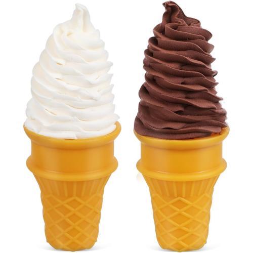 DOITOOL 2PCS Fake Ice Cream Cones Realistic Ice Cream Prop Plastic Ice Cream Cone Models Artificial Ice Cream Cones for Birthday Party Shops Decorations Photography Props