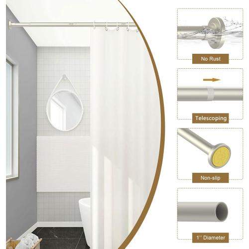 Brushed Nickel Shower Curtain Rods - 31-80 Inch Spring Tension Shower Rods for Bathroom, Adjustable, No Drilling, No Rust, Stainless Steel