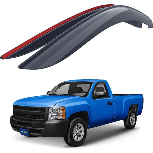 Goodyear Shatterproof Window Deflectors for Chevrolet (Chevy) Silverado/GMC Sierra 2007-2013 Regular Cab, Tape-on Rain Guards, Window Visors, Vent Deflector, Vent Visor,Truck Accessories 2pcs-GY003101