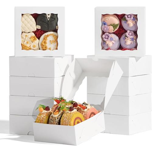 100 Pack Bakery Boxes - 5x5x2 Inches Cookies, Strawberries, Chocolate Bomb, Cakesickle, Mini Cake, Cinnamon Roll Boxes