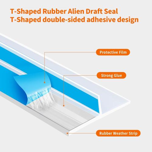 T-Shaped Rubber Weather Stripping Door Seal Extra Thick 2mm, 1.38 in x 40 Ft Heavy-Duty Alien Draft Seal Insulation Tape for Doors, Windows and Glass Shower Sweep Gaps(Clear)