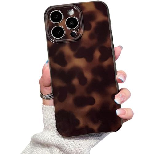 Cute Phone Case for iPhone Case Amber Leopard Full Camera Protective Slim Shockproof Aesthetic-Brown Amber