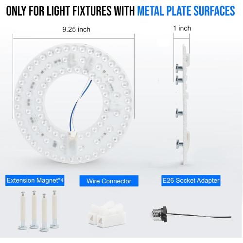 Ceiling Fan Led Light Replacement Kit - Retrofit Ceiling Light - 9.25 inch, 32W, 3000lm, Color Temperature Adjustable, Dimmable (3 Color, 9.25'')