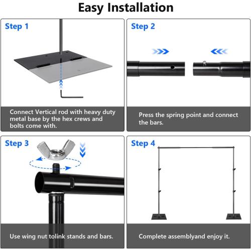 Pipe and Drape Photography Backdrop Stand Kit Adjustable Photo Background Stand 10ft x 6.5ft with Metal Base for Parties Weddings Birthday Party Events Photo Booth