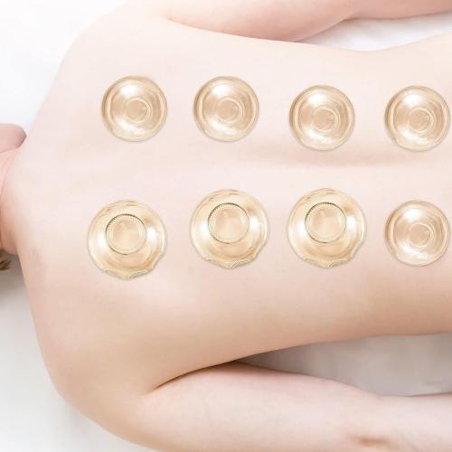 Nuanchu 6 Pieces Glass Fire Cupping Therapy Set Thick Chinese Acupoint Cupping Kit Professional Vacuum Glass Fire Jars with Finger Grips in 2 Sizes for Myofascial Massage Muscle Nerve Joint Pain