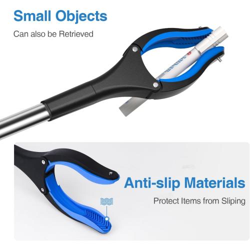2-Pack Grabber Reacher Tool, 32 Inch Extra Long Steel Foldable Pick Up Stick with Strong Grip Magnetic, 90° Rotating Anti-Slip Jaw, Trash Claw Grabber Tool, Hand Grabber for Reaching, Arm Extension