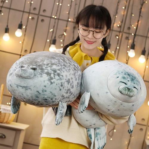 EHOTONG Cute Blob Seal Pillow, Chubby Seal Plush Hug Pillow Soft Stuffed Animal Toy (White, 24)