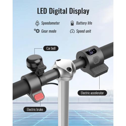 Gyroor H40 Kids Electric Scooter, 180W Motor, Up to 10 MPH, LED Display & Colorful Lights, Adjustable Height, for Boys & Girls Ages 8-12, Great Birthday Gift