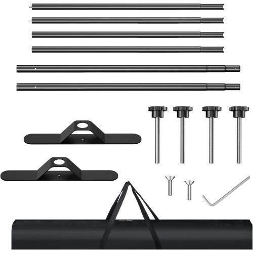 AKTOP 4x7-8x10 FT Extra Thick Backdrop Banner Stand, Heavy Duty Adjustable Step and Repeat Stand for Parties & Photography, Portable Trade Show Photo Booth Background with Carrying Bag