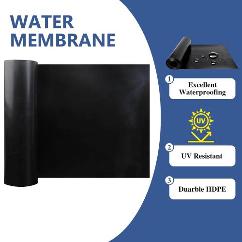 2 Rolls 50FT Black Waterproofing Membrane Black for Under Deck Drainage System, HDPE Deck Membrane Use for 16 Joist Spacing DE02 (50ft x 16/2 Roll)