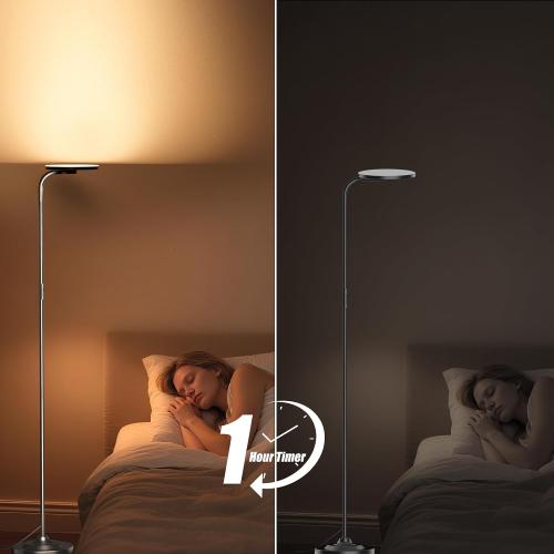 SIBRILLE 36W LED Floor Lamp, Super Bright Standing Lamp, Modern Stepless Dimmable Torchiere Tall Lamp with Remote Control, 350°Rotating Head Reading Floor Lamp for Living Room, Bedroom, Office