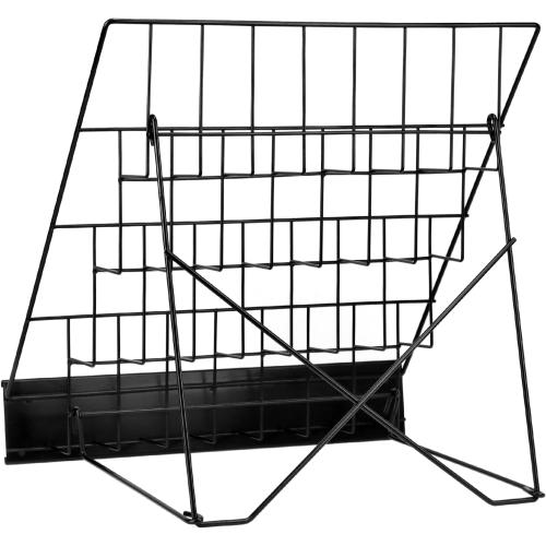 QWORK 4-Tiered Metal Book Display Stand,18.4 x 16.6 x 14.5, Book Signing Wire Rack, Tabletop CD Display Magazine Rack