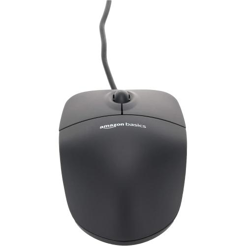 Amazon Basics 3-Button USB Wired Mouse with Scrolling and Tracking - Standard, Black