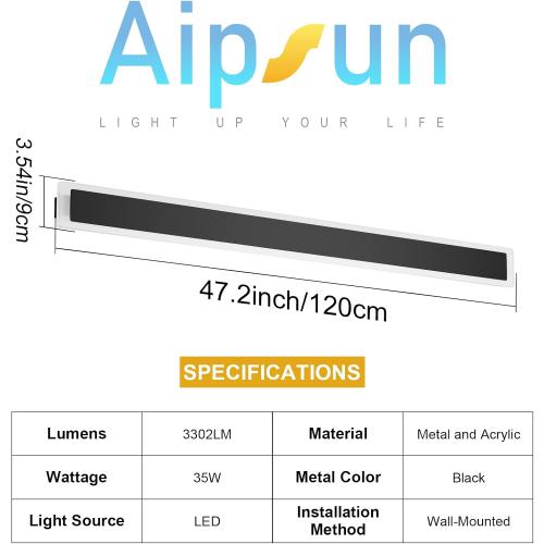 Aipsun Outdoor Lights 2 Pack,Modern Outdoor Wall Light Fixture Long Strip LED Wall Sconce IP65 Anti Rust Warm Light 3000K Exterior Wall Mount Lights for Entrance, Hallway, Garage, Porch