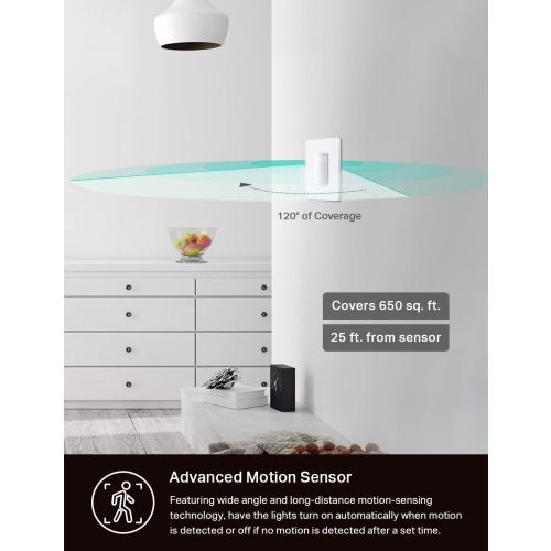 Kasa Smart Motion Sensor Switch, Dimmer Light Switch, Single Pole, Needs Neutral Wire, 2.4GHz Wi-Fi, Compatible with Alexa & Google Assistant, UL Certified, No Hub Required(ES20MP2) White 2-Pack