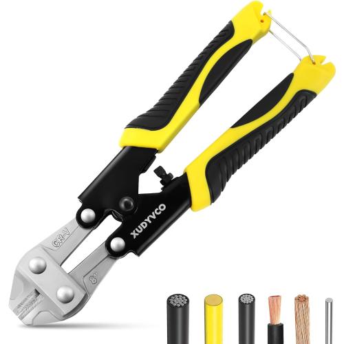XUDYVCO 8IN Heavy Duty Mini Bolt Cutters with Labor-Saving Spring | Wire Cable Cutters with Non-Slip Handle, Powerful Cutting Capacity Wire Snips Pliers Clippers for Chain Mesh Screw Rivets