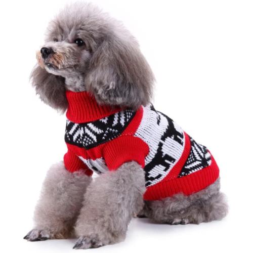 Milisten Adorable Pet Christmas Elk Sweater Dog Turtleneck Sweater Festive Knitted Dog Pajamas Winter Warm Pet Outfit Size m 2 pk