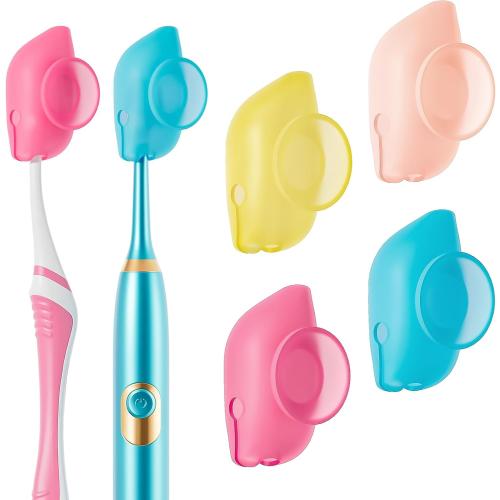 Muslish 4 Pack Silicone Toothbrush Covers with Suction Cup, Travel Tooth Brush Cover Cap Case, Fits Most Electric and Manual Toothbrushes, for Travel or Home (Blue)
