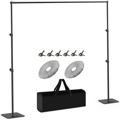 Photo Backdrop Stand 10 x 9.2ft, Sdfghj Adjustable Background Stand with Flat Base, Studio Photography Backdrop Frame Stand Heavy Duty Support System Kit for Parties Wedding Birthday Decoration Event - missing parts