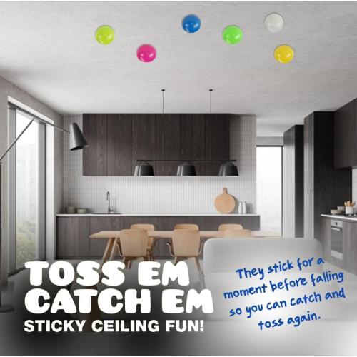 Glorbs Sticky Stress Balls - Fidget Toys Pack of 7 - Glow in The Dark Stress Ball - Sticks to Ceiling and Wall - Stress Relief Gifts, Party Favors, Squishy Toys, Anxiety Relief Stress Balls for Adults