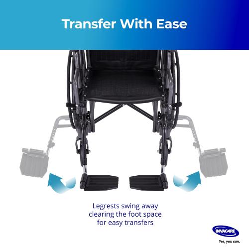 Invacare Wheelchair Legrest with Swing-Away Design, Adjustable Footrest Length and Flip-Up Composite Footplate, Easy-to-Install, Designed for Invacare Wheelchair