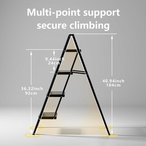 Step Ladder 4 Step Folding, Sturdy 330 Lbs Small Step Stool for Adults, Closet Step Stool Ladder with Anti-Slip Wide Pedals, Portable Folding Ladder for Home Kitchen Office