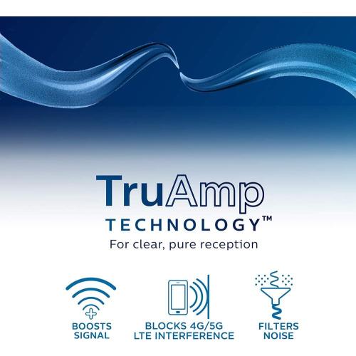 Philips Hover Amplified HD Digital TV Antenna, Long Range Smart TV Antenna, Easy Mount on Top of TV Design, Supports 4K 1080P HD VHF UHF, Signal Booster, Coax HDTV Cable/AC Adapter, SDV7219N/27