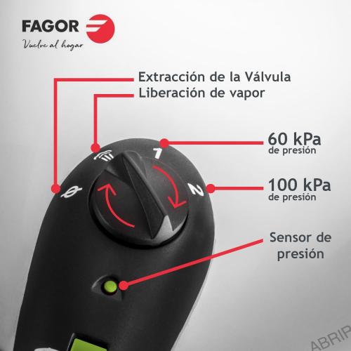 Fagor Rapid Xpress Pressure Cooker 6 Litres, Induction, Express Super Fast, Stainless Steel 18/10, All Types of Cookers, Thermo Diffuser Bottom, 2 Pressure Levels, 5 Safety Systems