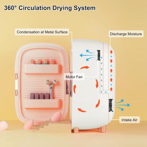 JSTPRO Skincare Fridge 12 Liter, Beauty Fridge for Comestic storage 10°C/50°F   Intelligent Constant Temperature Control Mini Refrigerator, White Compact Cosmetics Refrigerator for Makeup Lipstick