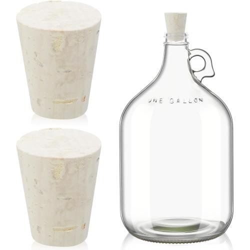 Ziliny 2 Pcs Carboy Cork Stopper, Glass Carboy Cap for 1, 3, 5, 6 Gallon Glass Water Jug, Wood Tapered Fermentation Cap Cork Stoppers, 0 .87 x 1.57 x 1.3 Inches