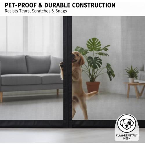 High-Density Magnetic Screen Door Mesh for Home and Patio, Tear Resistant Backdoor Screen Net with Magnetic Closure