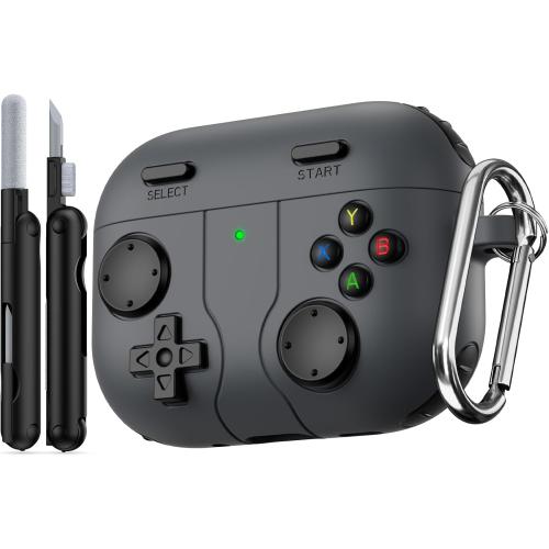 Game Case for AirPods Pro 3 Cover (2025),Classic Cool Funny Shock-Proof Protective Silicone AirPods Pro 3 Case with Cleaner Kit and Keychain for Airpods Pro 3rd Generation for Men Boy-Black