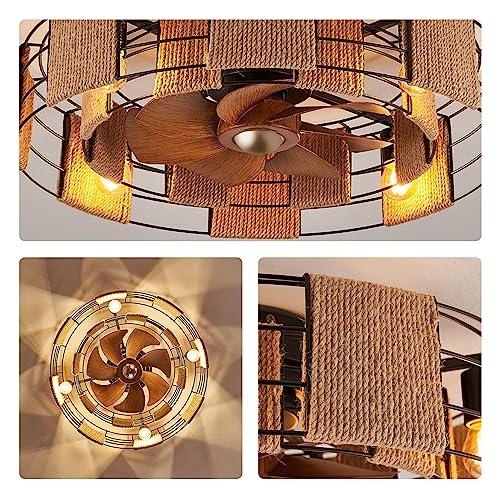 Orison 22 Caged Low Profile Ceiling Fan With Light, Remote, and App Control - Flush Mount, 7 Blades, 6 Speeds, 4 Bulbs