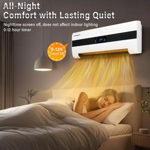 Electric Wall Heaters Space Heater for Indoor Use 1500W Fast Heating LED Display Adjustable Thermostat Room Heater with Remote Control 12H Timer Heater for Bedroom Office