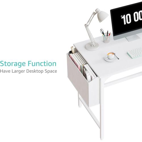 Lufeiya White Small Desk with Drawers - 40 Inch Computer Desk for Small Space Home Office, Modern Simple Study Writing Table PC Desks