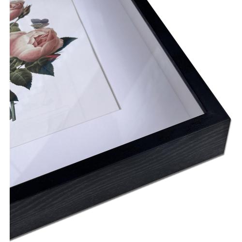 Black 16x20 EKMAX Shadow Box Frame in Black with Soft Linen Back - Composite Wood with Plexiglass for Wall and Tabletop