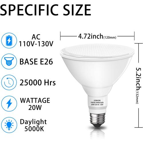 Gonhom Par38 led Flood Lights Outdoor Light Bulb,Dimmable 1800LM,20W Replace up to 200W,Outdoor Flood Light Bulbs for Backyard,Garage,Porch,Garden,2 Pack 5000K Daylight