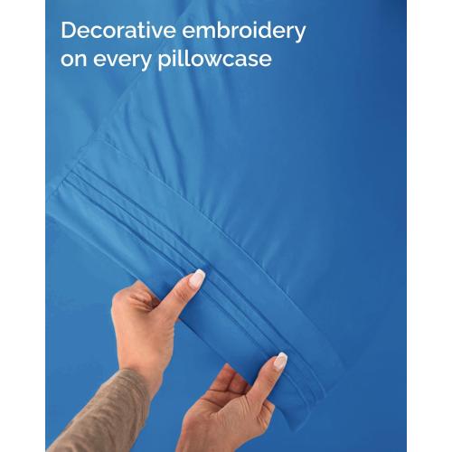 Twin Size 3 Piece Sheet Set - Breathable & Cooling Sheets - Royal Blue