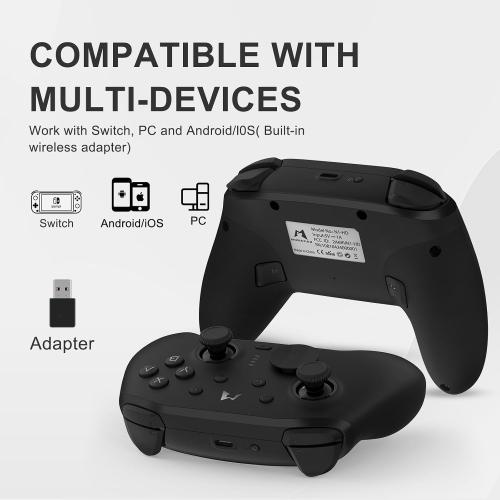 Color Black MOBAPAD N1 HD Switch Controller Wireless, NFC, ALPS Dual-Axis Motor, Hall Effect Joysticks, HD Vibration, Compatible with Nintendo Switch