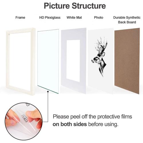 Yaetm White 12x16 Picture Frame with Mat for 8.5x11 Set of 4, Solid Wood Frame 12x16 for Photos, Posters & Art Prints, Horizontal and Vertical Wall Mount (4 pack, White)