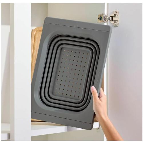 Expandable & Collapsible Vegetable/Fruit Strainer Basket on Sink, with an Extendable Handle - Convenient and Hygienic - 3.8L / GRAY