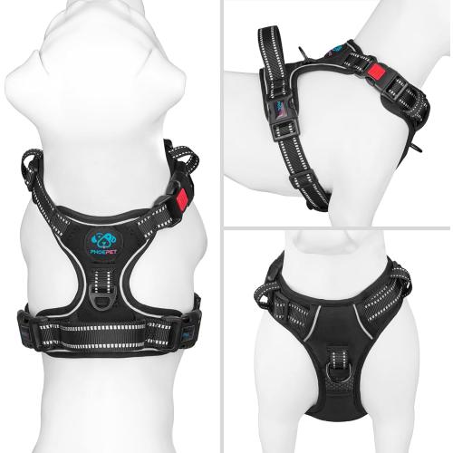 PHOEPET No Pull Dog Harness Medium Reflective Front Clip Vest with Handle
