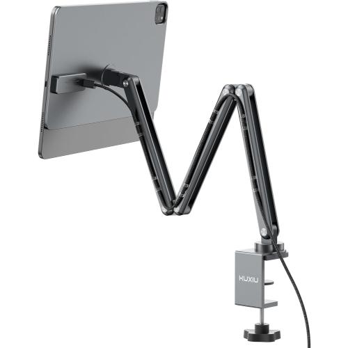 KU XIU [Upgrade Magnetic Wireless Charging Stand for iPad Pro 13 M4/M5 Only, Aluminum Alloy Tablet iPad Arm Mount Holder for Desk, 360° Adjustable Foldable Tablet Stand with 2M USB C Cable