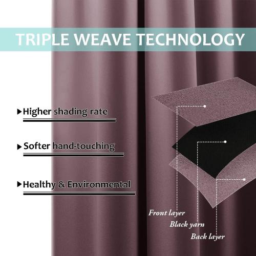 Dry Rose 84 NICETOWN 100% Blackout Curtains 84 inches Long, Pair of Energy Smart & Noise Blocking Out Drapes for Baby Room Window, Thermal Insulated Guest Room Lined Window Dressing(Dry Rose, 52 inches Wide)