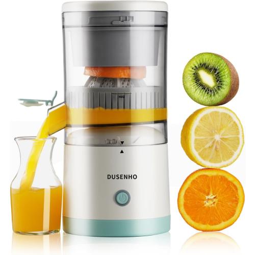 Electric Juicer Rechargeable - Citrus Machines with USB and Cleaning Brush Portable for Orange, Lemon, Grapefruit White   Green 9.4 * 4.4 * 5.4 inches
