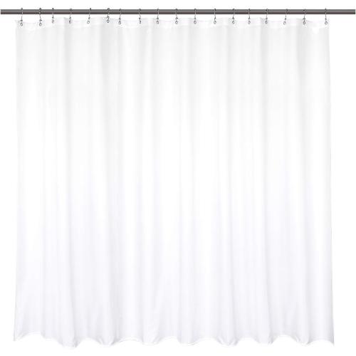 Barossa Design 108x72 Extra Wide Fabric Shower Curtain Liner, White | Soft Microfiber Cloth, Waterproof, Hotel Quality, Machine Washable, 108W x 72H for Bath Tub
