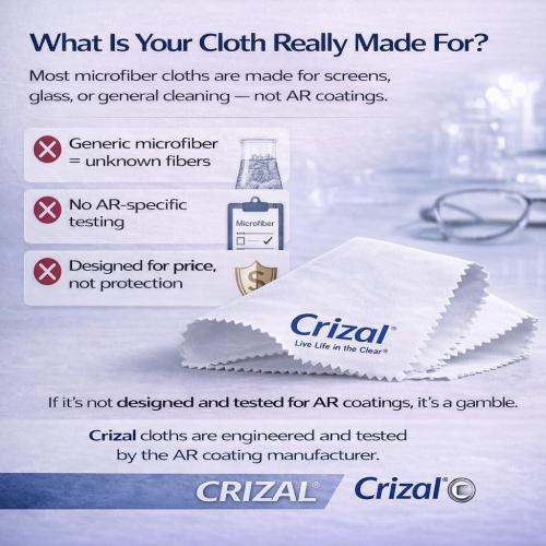 Microfiber Cleaning Cloths for Eyeglasses – Designed & Tested by CRIZAL® for AR-Coated Lenses – Safe Lens Cleaning Without Scratching-4 Pack