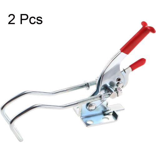 uxcell 771lbs Adjustable Draw Latch Galvanized Iron Hook Bolt Self-lock Toggle Clamp, 2 Pcs